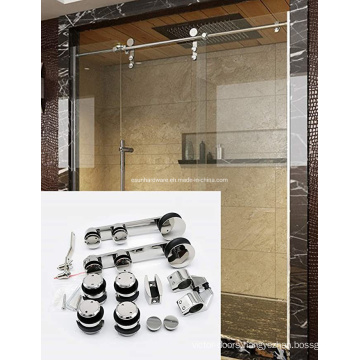 Bathroom Track Kit Mirror Polish Stainless Steel Glass Security Automatic Sliding Door